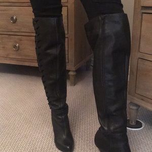 Black leather boots , Calvin Klein